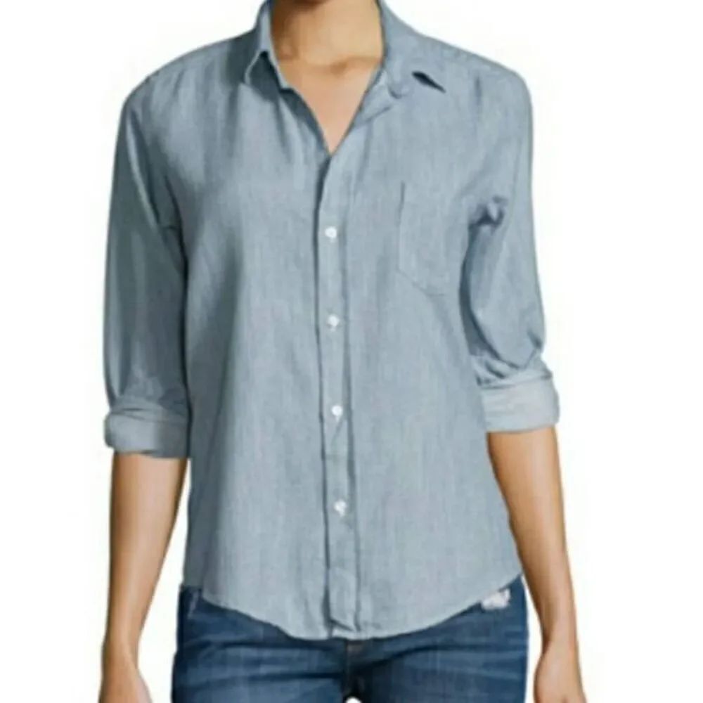 Frank & Eileen Barry Tailored Button-Up Shirt in Light Blue like denim sz XS